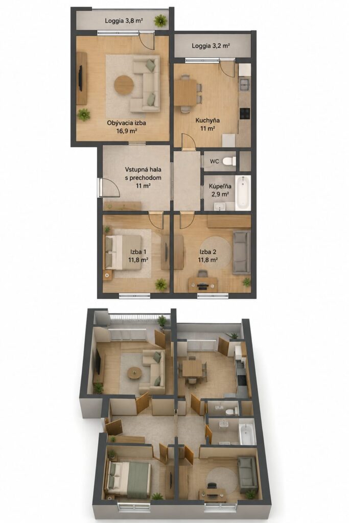 3-izbový byt Batislava Karlova Ves 74.4 m²