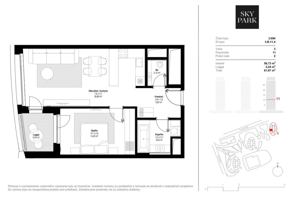 2-izbový byt Bratislava Staré Mesto 61.97 m²